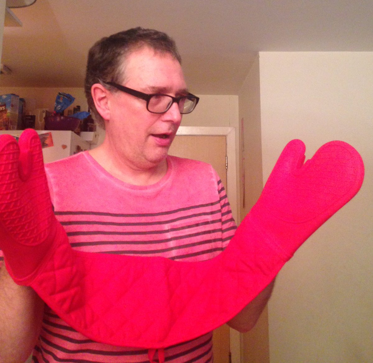_CowardlyDog's tweet photo. #2017 my humans with nuclear proof oven gloves ready for anything you throw at them https://t.co/cK8p11AAcV