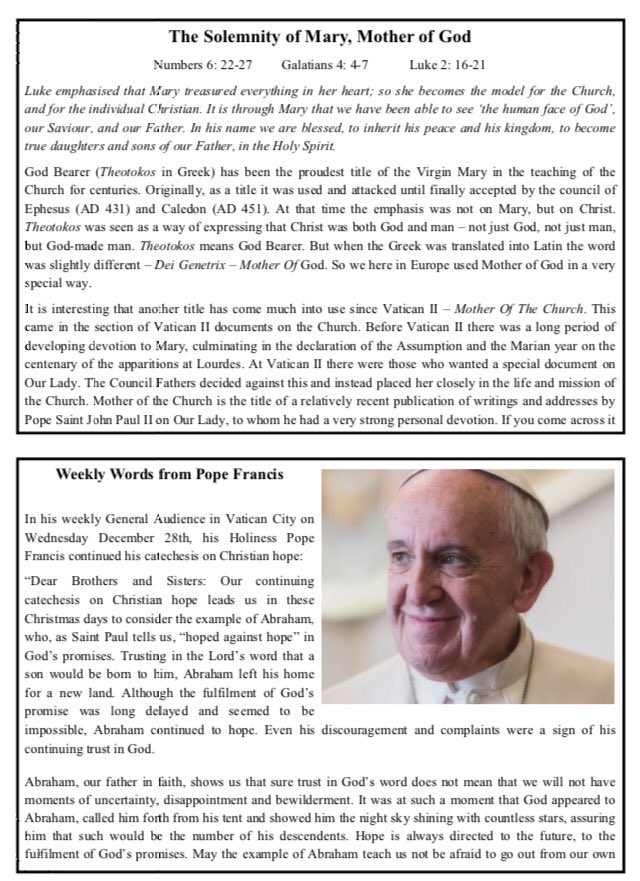 This weeks Parish Newsletter:
