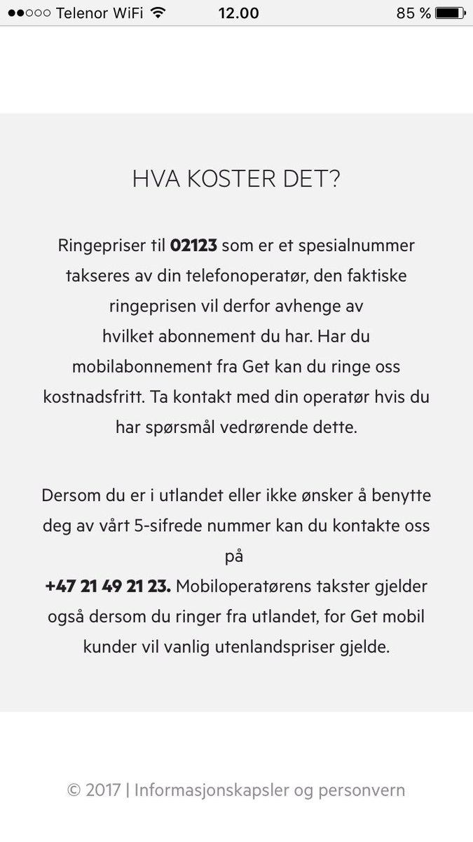 Mathbarra's tweet photo. #protip Skal du ringe Get finnes det 2 nummer; ett kort (5 siffer) og dyrt - og - ett langt (8 siffer) og gratis. #conspiciousconsumption https://t.co/QkwWJSAteS