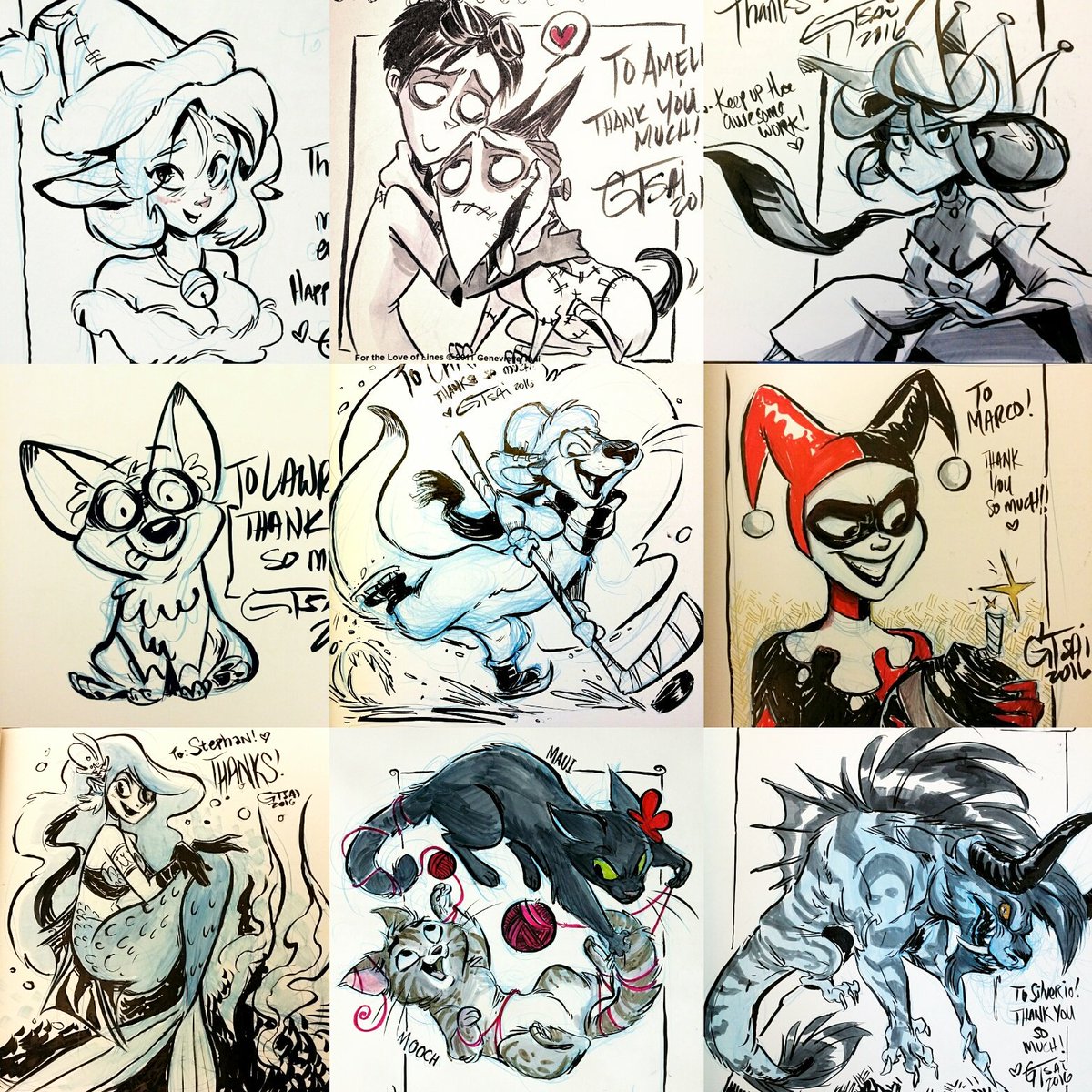 Some recent doodle requests! Wishing you all a very #happynewyear #2016bestnine