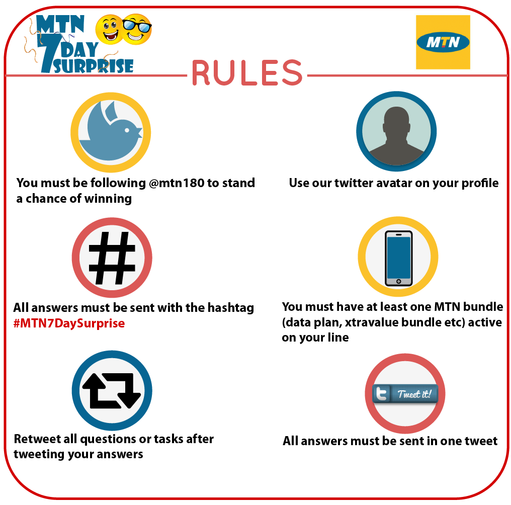 MTN180's tweet image. Before we commence, here are the rules and our Avatar if you have not changed yours.
#MTN7DaySurprise