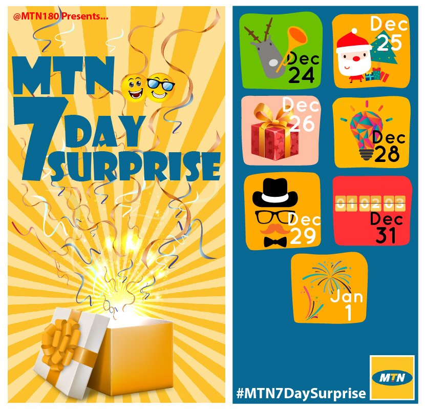 MTN180's tweet image. With every new year comes new plans, new goals and new commitments. Who agrees?
#MTN7DaySurprise