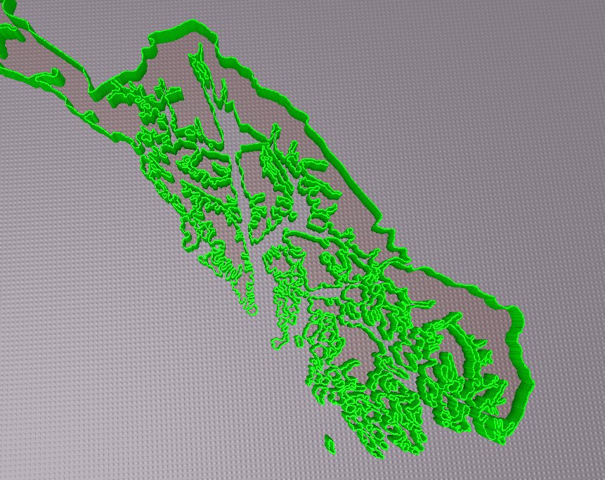 WebGL2D's tweet image. Alaska outlined in a bit over 10,000 parts. Time to figure out how to condense the part count diagonally.