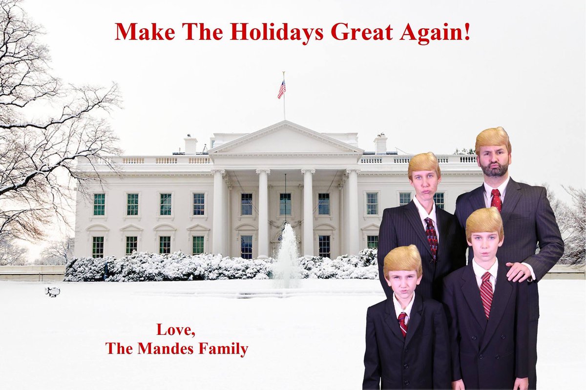 MissAutomotive's tweet photo. @realDonaldTrump We thought you would like my cousins Holiday card! Happy New Year! https://t.co/BWLD8o32V4