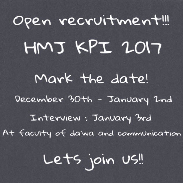 More info:
1. Sa'dallah WA: 082213815279
2. Arif Rahman Hakim WA: 081314632097