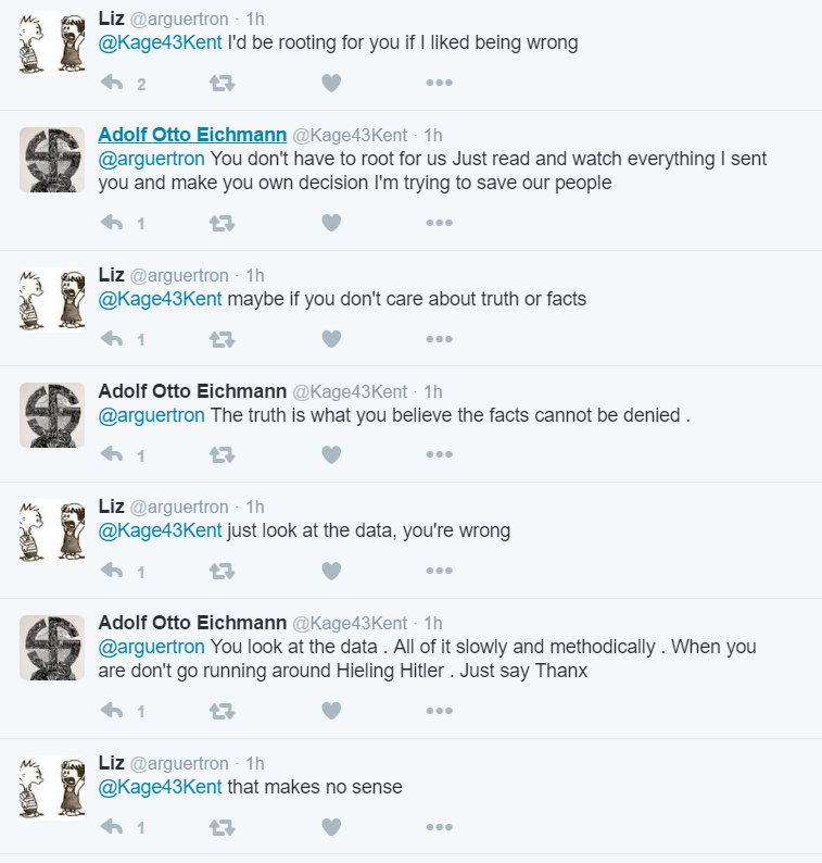 srhbutts's tweet photo. (cn: nazi stuff)

even if you had a shitty new years eve, it wasn't as bad as this nazi's, who spend 3hrs yelling at a robot around midnight https://t.co/1l3kBeTrBl