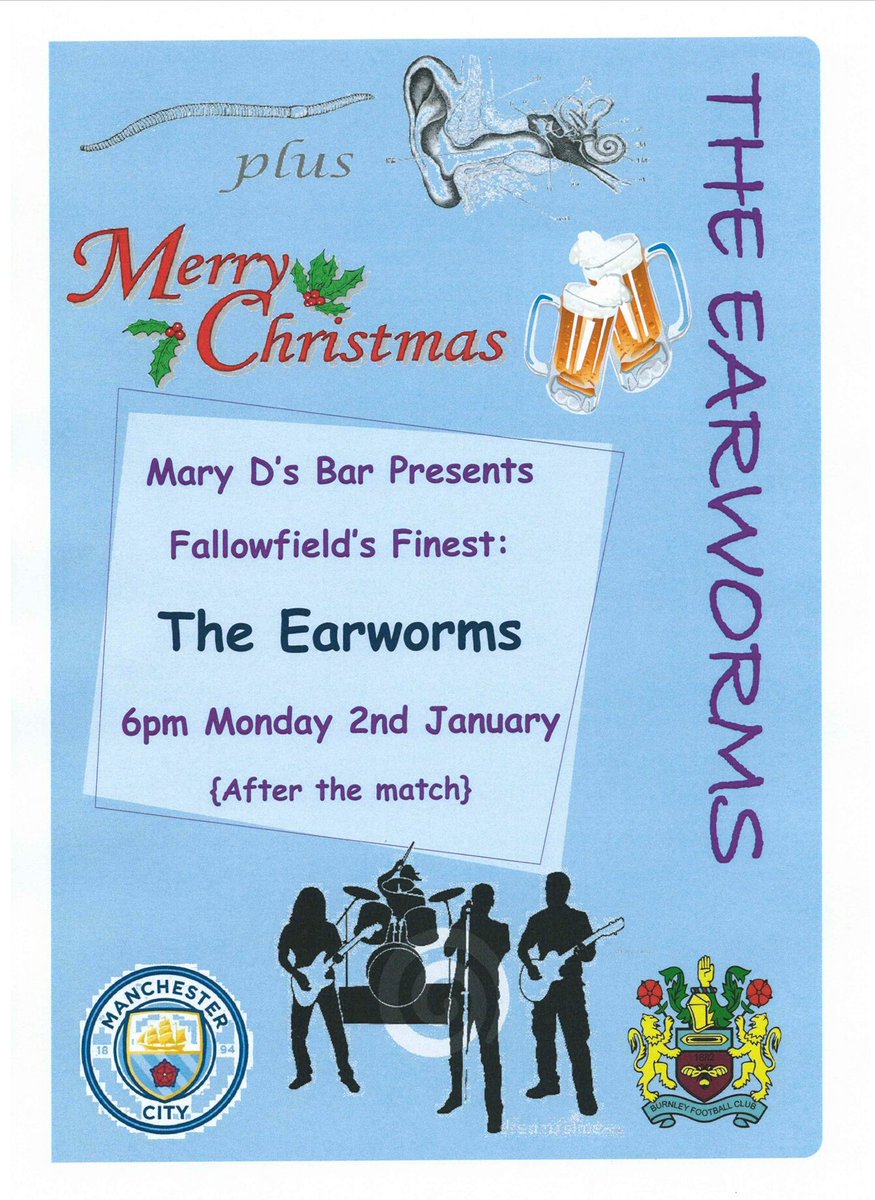 Celebrating the new year with The Earworms after the Burnley game tomorrow in D's