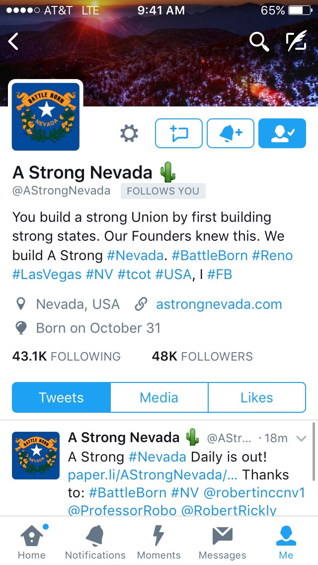 Congrats to @AStrongNevada for being our 69th follower!! 💯
