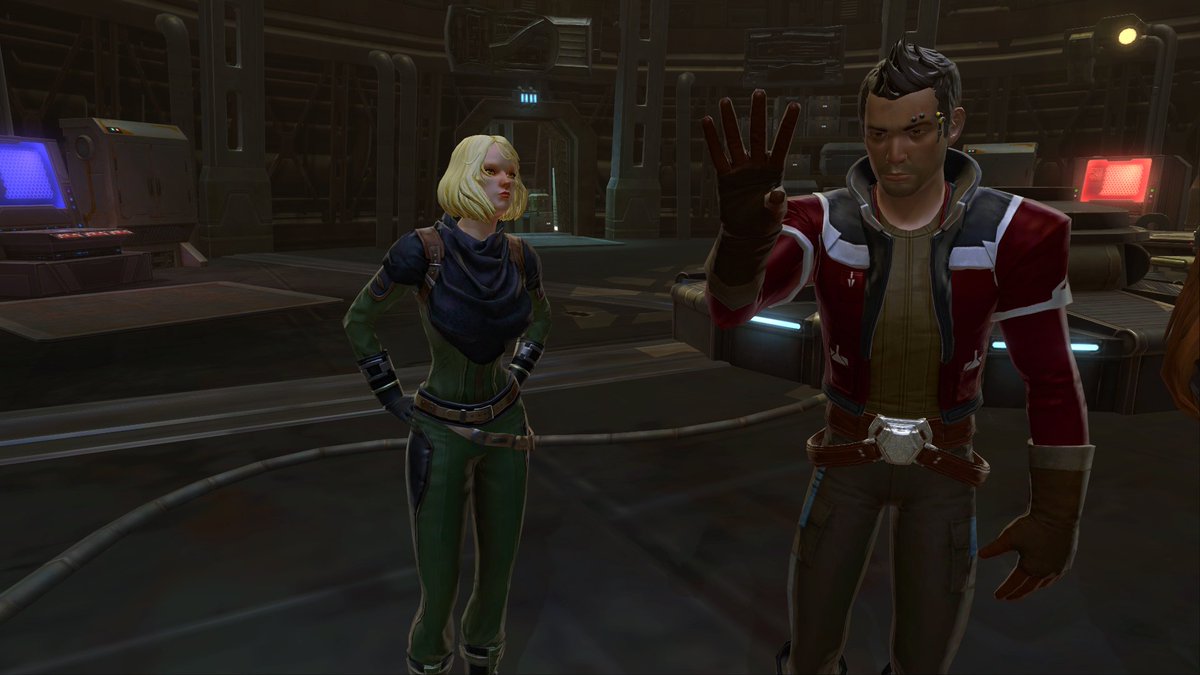 Sanne_Leetz's tweet photo. Theron: Wtf..who stole our weapons again? Now I'm missing 4 Blaster! #swtor #swtorfamily #smugglerslife https://t.co/lNWiIrIPGo