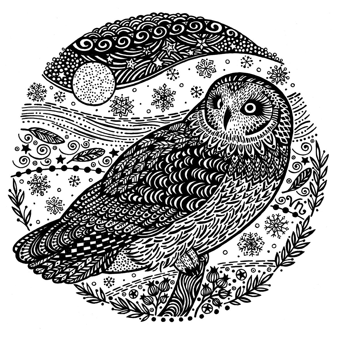 vnowell3's tweet photo. Happy New Year! #Hello2017 #HAPPYNEWYEAR #Owl #illustration #zentangle https://t.co/TH0z0f6nMd