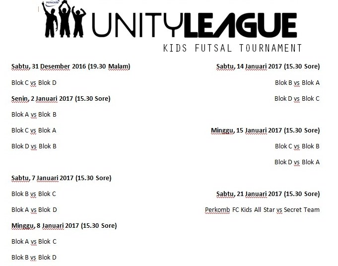 perkombfc's tweet photo. Jadwal Unity League "The Kids Futsal Tournament" https://t.co/lbudbrPXD2
