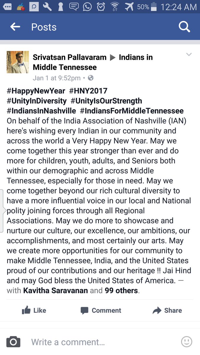 SriPallavaram's tweet photo. #happynewyear #UnityInDiversity  #IndiansForMiddleTennessee @MayorMeganBarry @NashvilleMetGov  @Nashville_ECD    @nashvillebiz  @IantnOrg https://t.co/4FJ2IDrF1g