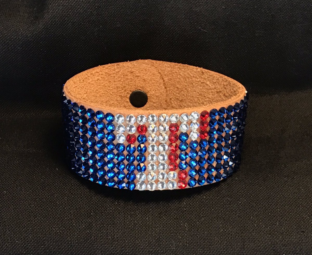 Glass_House_CC's tweet photo. First run at a #TexasRangers inspired game day cuff using 380 #Swarovskicrystals #swarovski #bling  - thinking a black cuff will be better https://t.co/Le6dsdx4P7