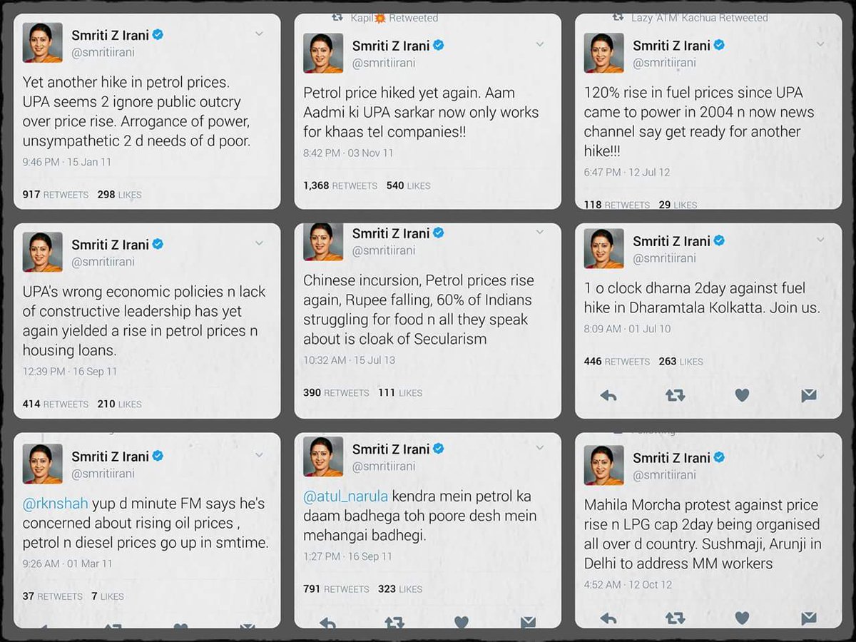 imsms80's tweet photo. Kuch yaad aaya ? @smritiirani #Petrol #DeMonetisation #ModiDemonetisationCircus #ModiSpeech https://t.co/mx5sIEiisb