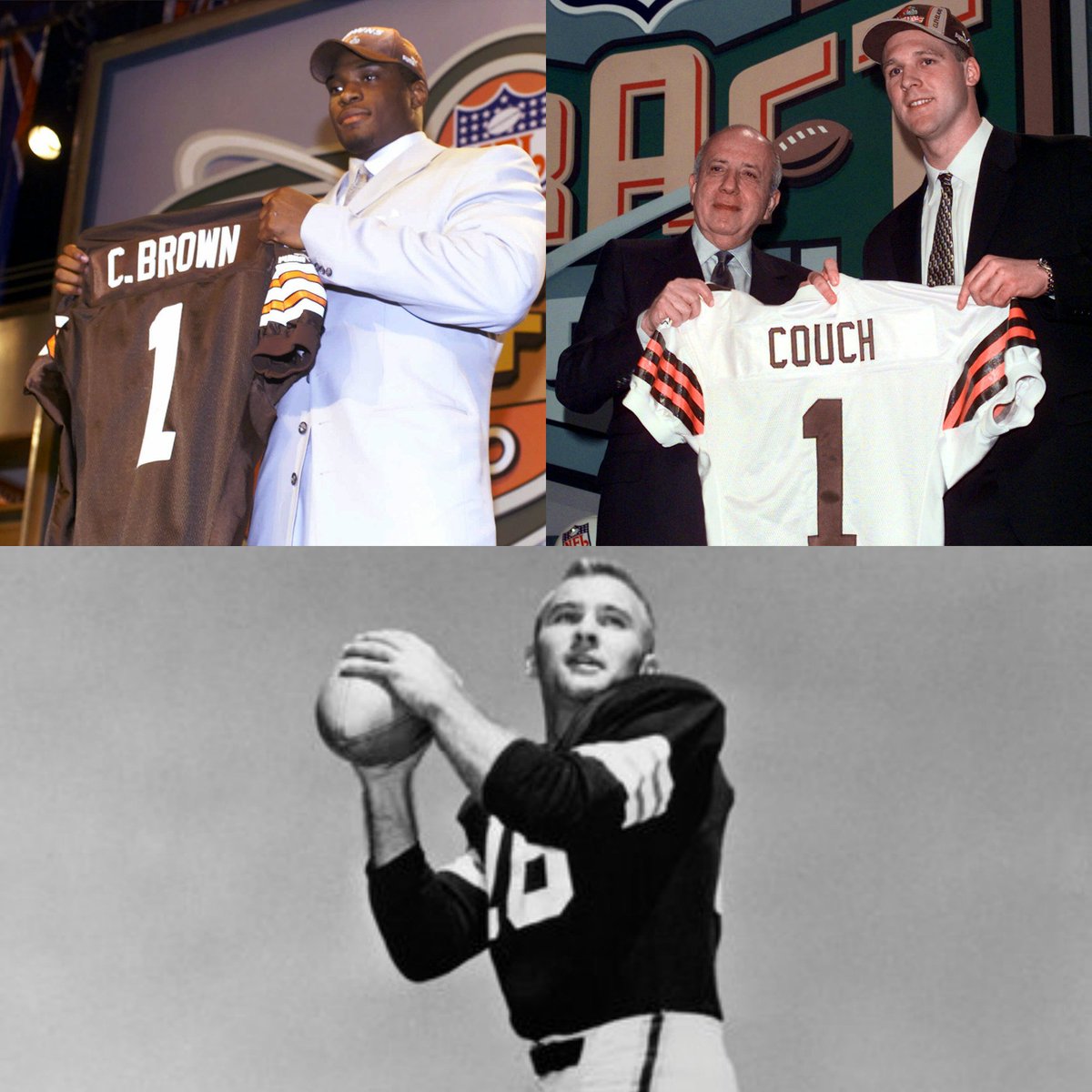 ESPNNFL's tweet photo. Between the 3 previous Browns first overall picks, (Courtney Brown, Tim Couch, Bobby Garrett) there are 0 combined Pro Bowl appearances. https://t.co/OYKo0gtSKu