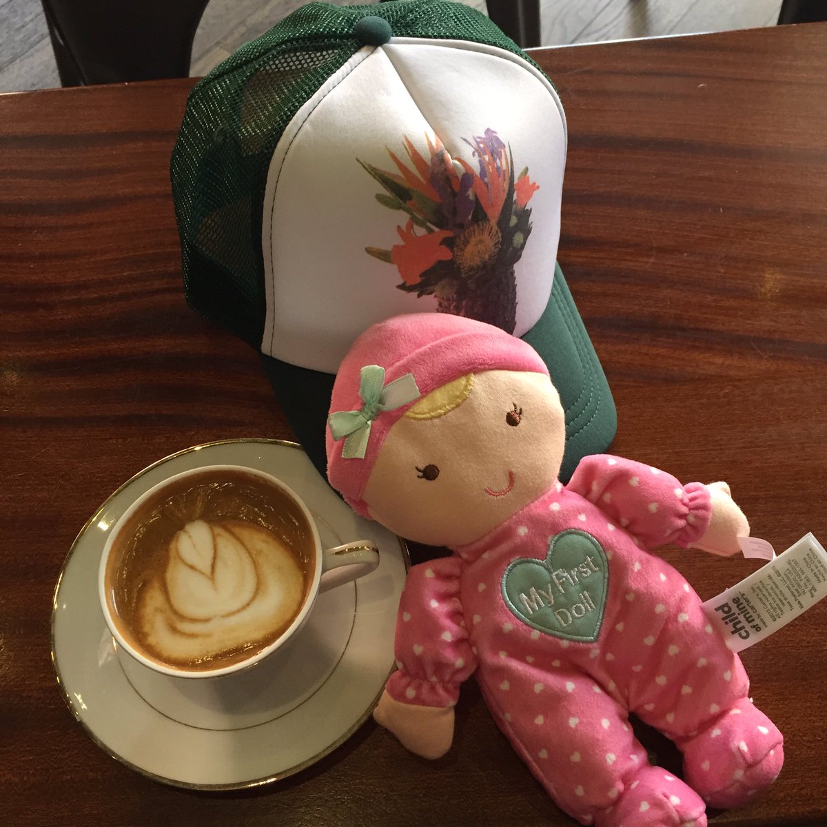 no_bosco's tweet photo. New Years essentials: funky hat for the parade, dolly for Lilly and some damn good @rivalbroscoffee coffee https://t.co/v2aCthEGSd