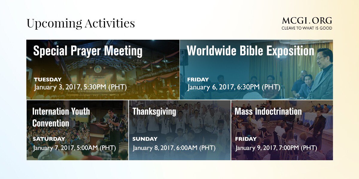 mcgidotorg's tweet photo. Mark your calendars!

Here are MCGI's upcoming activities for the month of January. We are inviting you to attend! Thanks be to God! https://t.co/jd90RXL0KK