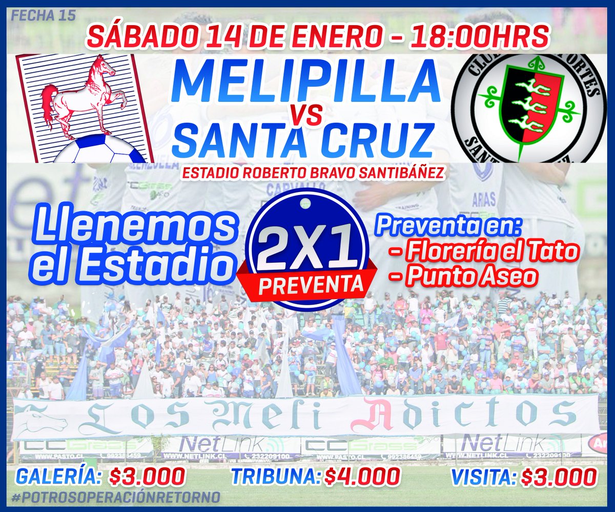 cdmelipilla's tweet photo. Empezamos la semana con todo difundiendo el próximo partido de Los Potros de Melipilla, que no falte nadie!! LLENEMOS EL ESTADIO! https://t.co/lqynETWfq0