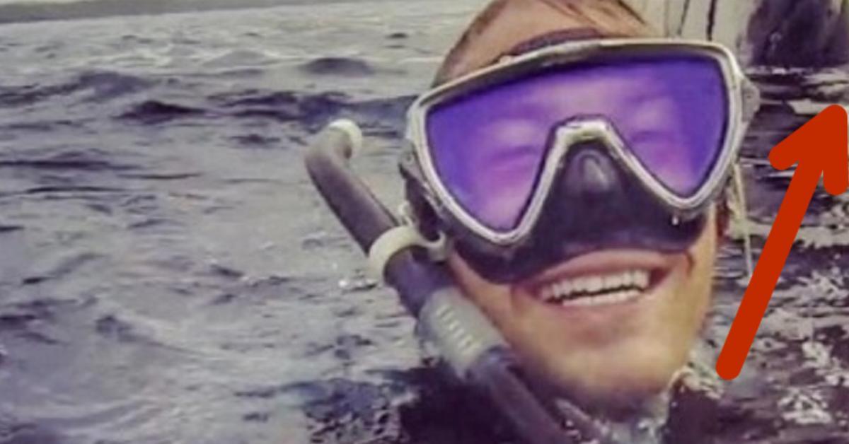 bethany_crawfor's tweet photo. The snorkeler took a selfie at the water's surface. When he saw what was behind him in the photo, he gasped.➔ https://t.co/malvJovaEY https://t.co/IV9NVsJFwa