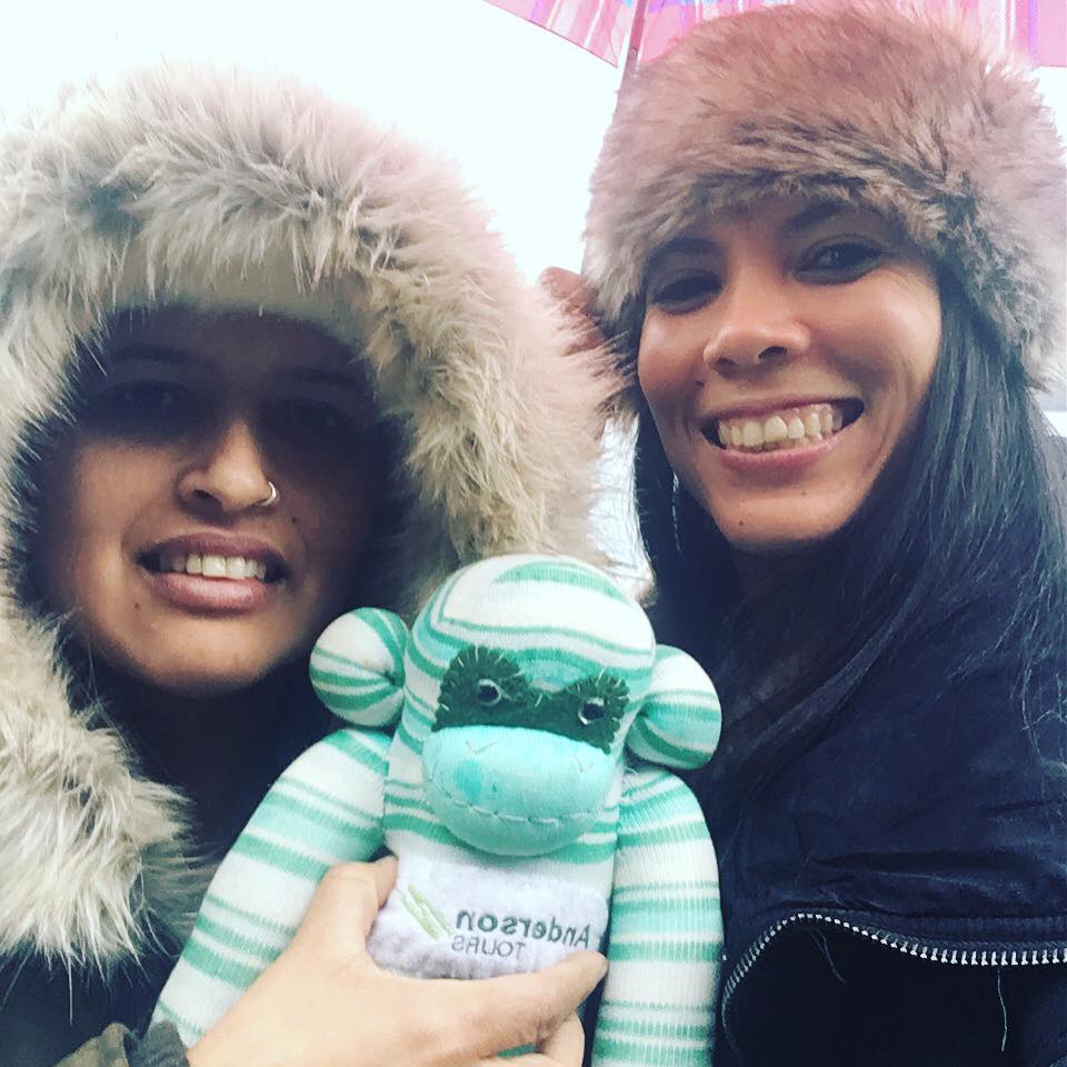 AndersonTours's tweet photo. Our monkey assitant is making new friends on our Hogmanay tour to Edinburgh. Here is is with Gio and pal at Loch Ness #andersontours https://t.co/libyq8BBiN