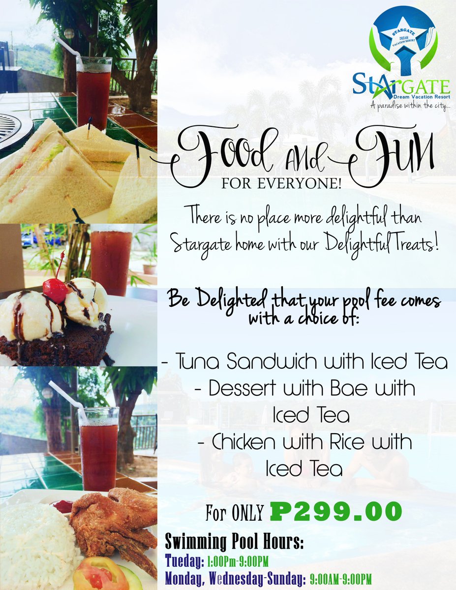 SDVR2015's tweet image. Delightful Treat to kick-start our 2017! Be DELIGHTED with our Food and Fun Treats only at STARGATE DREAM VACATION RESORT! :)