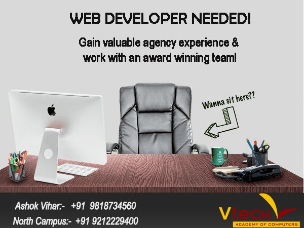 vtechacademy's tweet photo. #ITCorporateNews
Many #Career option in #WebDevelopment sector?
#DotNET #JAVA #C
#PHP #Joomla #Magento
#Wordpress.
100% #JobOrientedPrograms https://t.co/enrMn3S24T