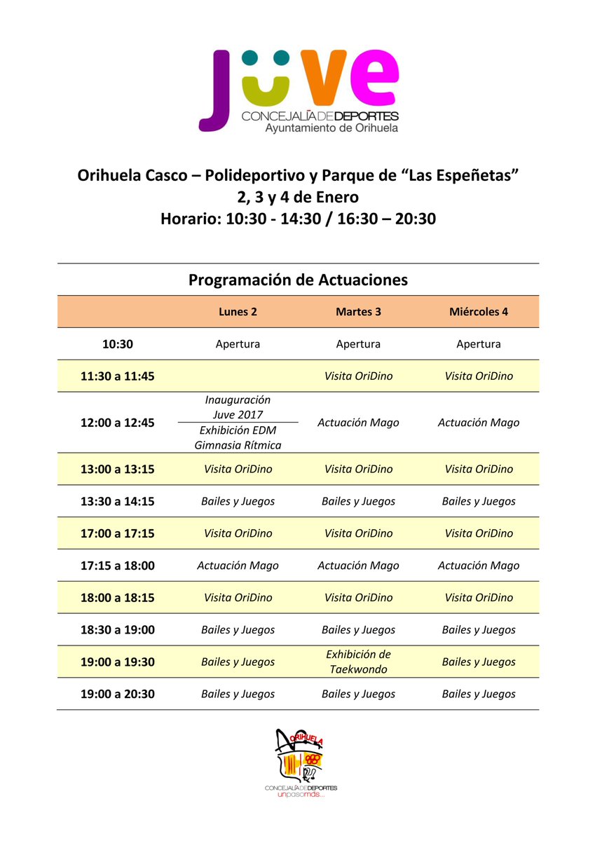 dxtsorihuela's tweet photo. Aquí tenéis la programación para estos tres días de #JUVE2017 https://t.co/hcnGMa1CP9