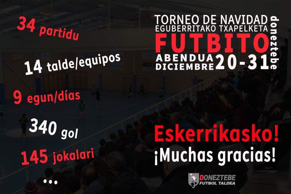 doneztebeudala's tweet photo. Doneztebe Futbol Taldeak antolatutako eguberrietako futbito txapelketa. Jende aunitz eta giro ederra. https://t.co/4IbRkl8pTQ