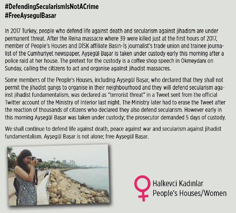 #laikliğisavunmaksuçdeğildir #DefendingSecularismIsNotACrime
#FreeAysegulBasar