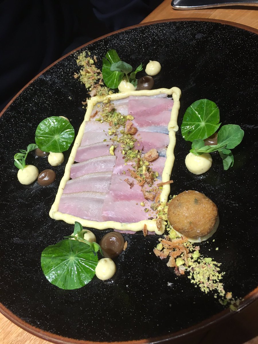 #duckham with #potatopuree #chestnut croquette #nasturtium #pistachio shallot crumble @pearlcohobart #tasmaniaadventures #foodieonholiday