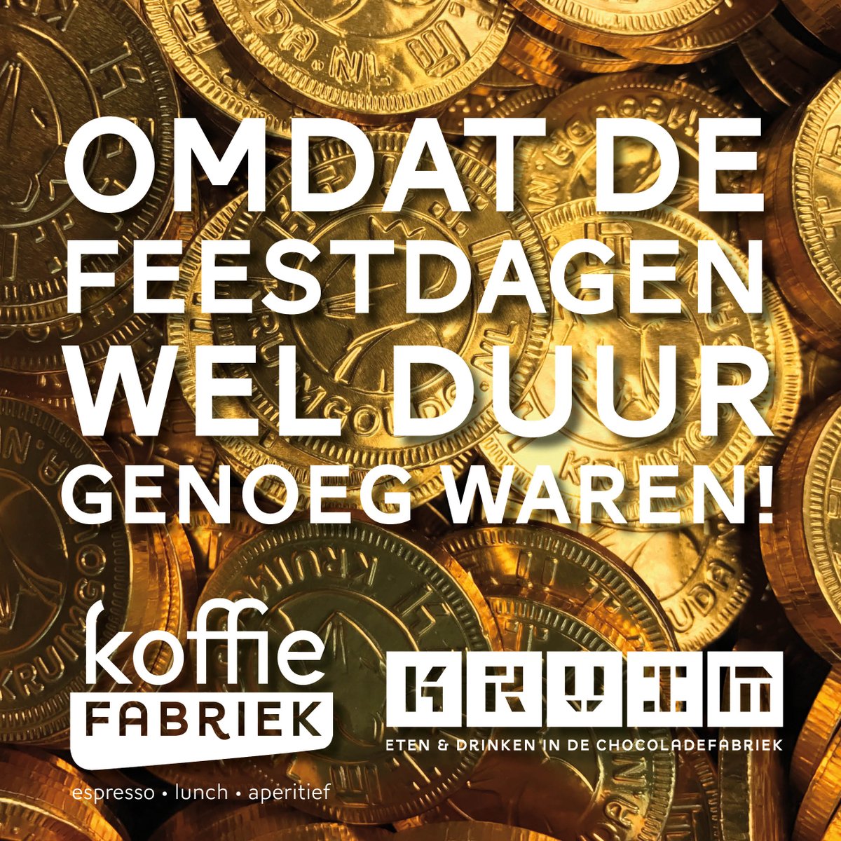 In januari is je geld meer waard bij Kruim en de Koffiefabriek! Bij iedere opwaardering van je vaste gasten kaart krijg je 10% extra!