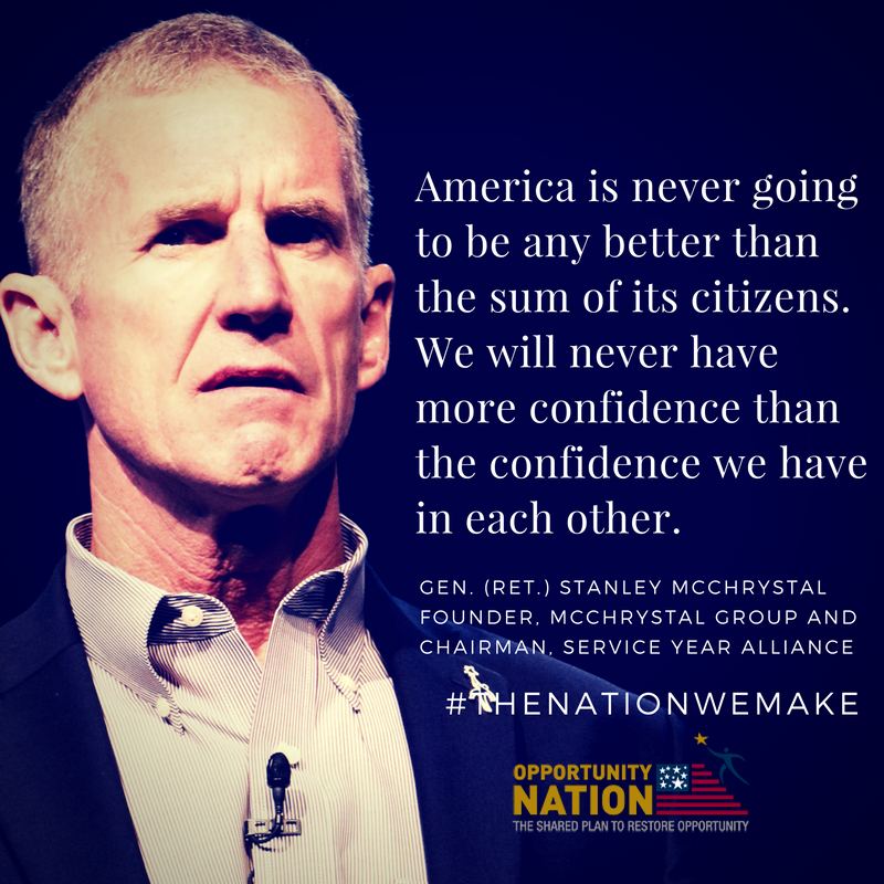 oppnation's tweet image. "America is never going to be any better than the sum of its citizens." bit.ly/2i6gu7V #OppSummit @stanmcchrystal #TheNationWEMake