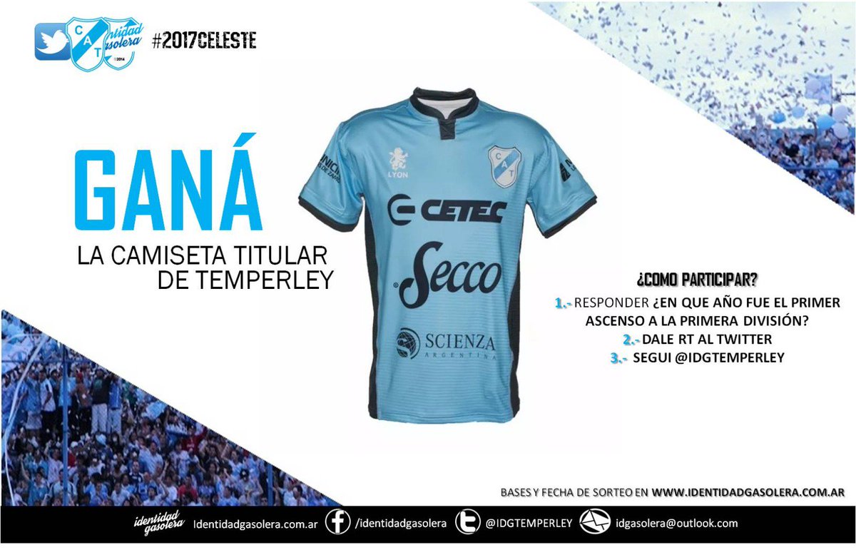 IDGTEMPERLEY's tweet image. #Sorteo camiseta de #Temperley| Para participar, contesta la pregunta, seguí a @IDGTEMPERLEY y dale RT a este Tweet! Sale el sábado 7/.