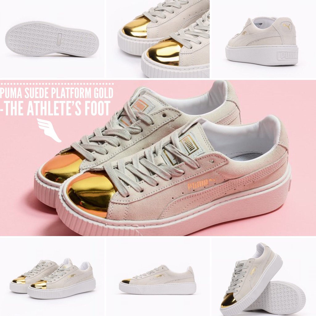 puma suede platform gold toe