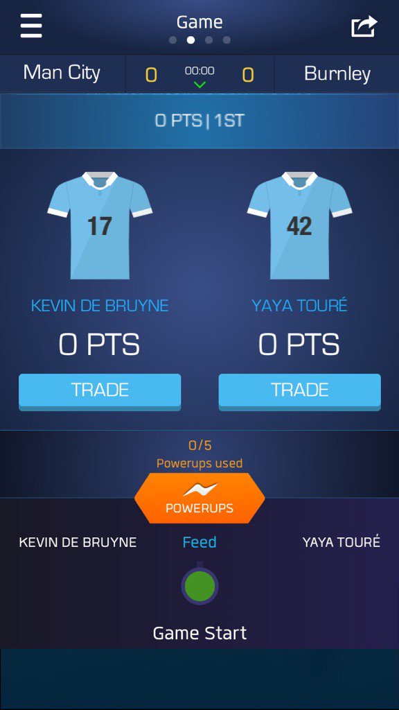 K17Lad2's tweet photo. I just drafted Kevin De Bruyne &amp; Yaya Touré on @UltimateFanLive for Man City v Burnley https://t.co/ynJ70TnvUq https://t.co/PDoHvd6qmM