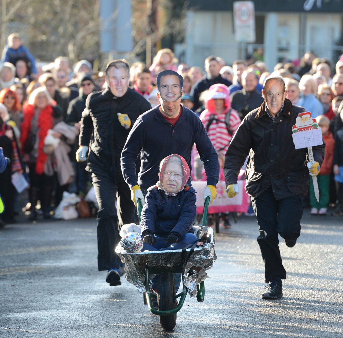NickParford's tweet photo. Competitors race around Sunninghill at this year's Fancy Dress Wheelbarrow race.@ExpressSeries https://t.co/oqinvqD3dM