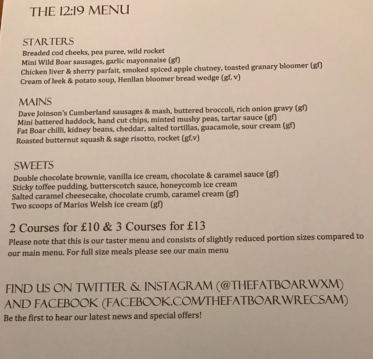 Tomorrow sees the introduction of our 12:19 menu. 2 courses £10. Available 12 - 7 Mon toThurs. #freshisbest