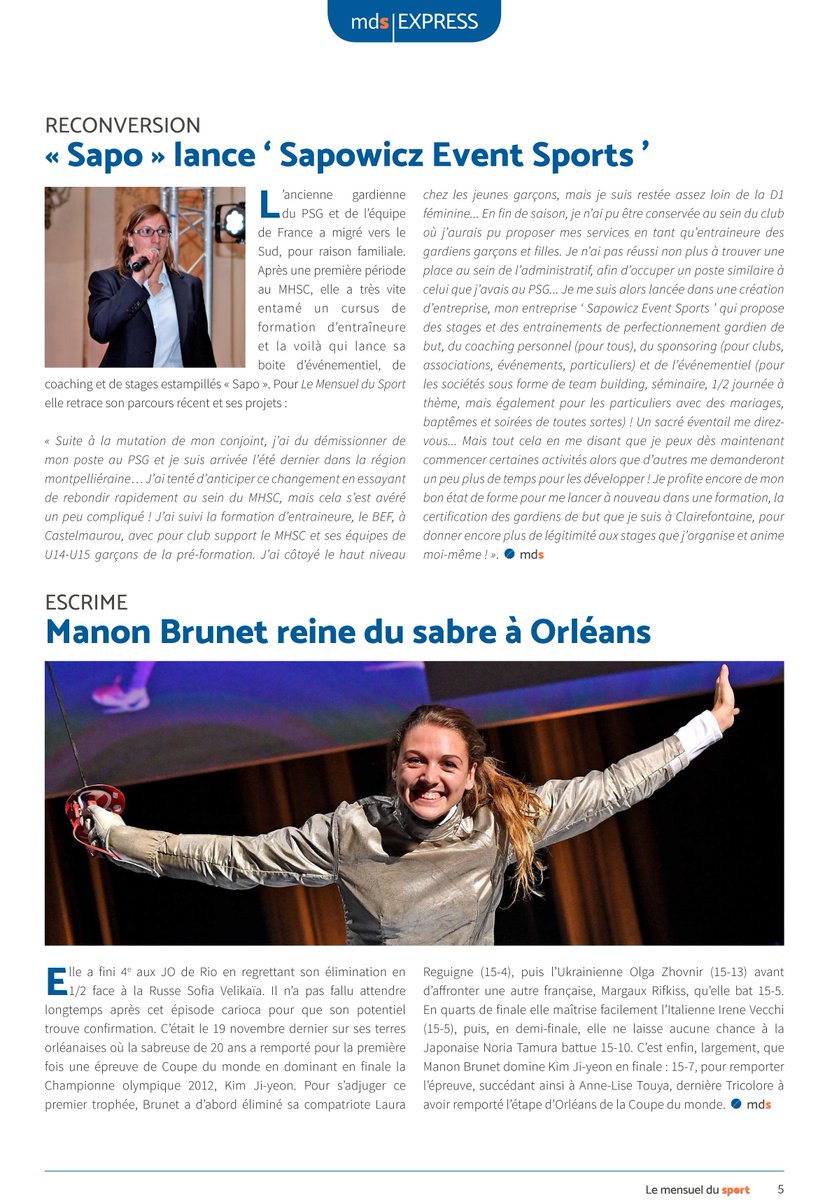 MensuelduSport's tweet photo. #Reconversion 'Sapo' lance ' #Sapowicz Event Sports '
> https://t.co/SUyDmwZyVZ
#LeMensuelduSport No. 1
#Foot
#Sportfeminin
#Sportmixte https://t.co/DewbQN3Qau