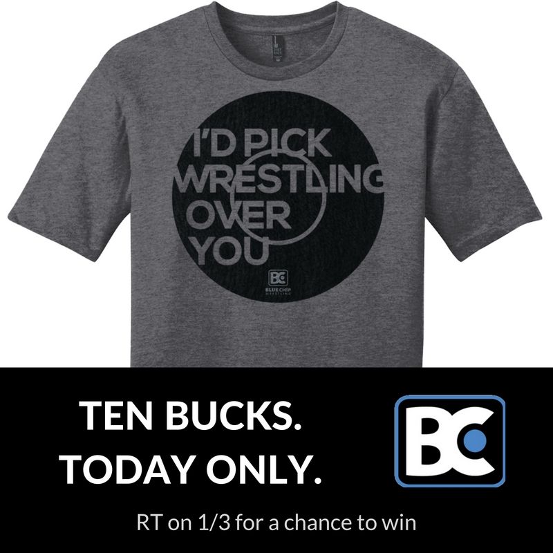 bluechiptweets's tweet image. Happy #TShirtTuesday! RT today for a chance to win, or snag one for 10 bucks now:  bit.ly/IdPickWrstlng