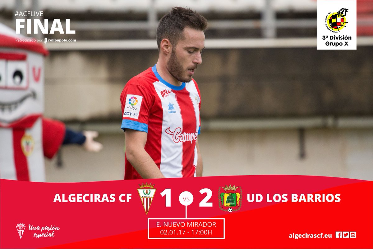 FINAL. <a href="/AlgecirasCF/">Algeciras CF</a> 1-2 UD Los Barrios. Derrota del equipo en casa para abrir el año en un partido donde no tuvo su mejor tarde. A trabajar.