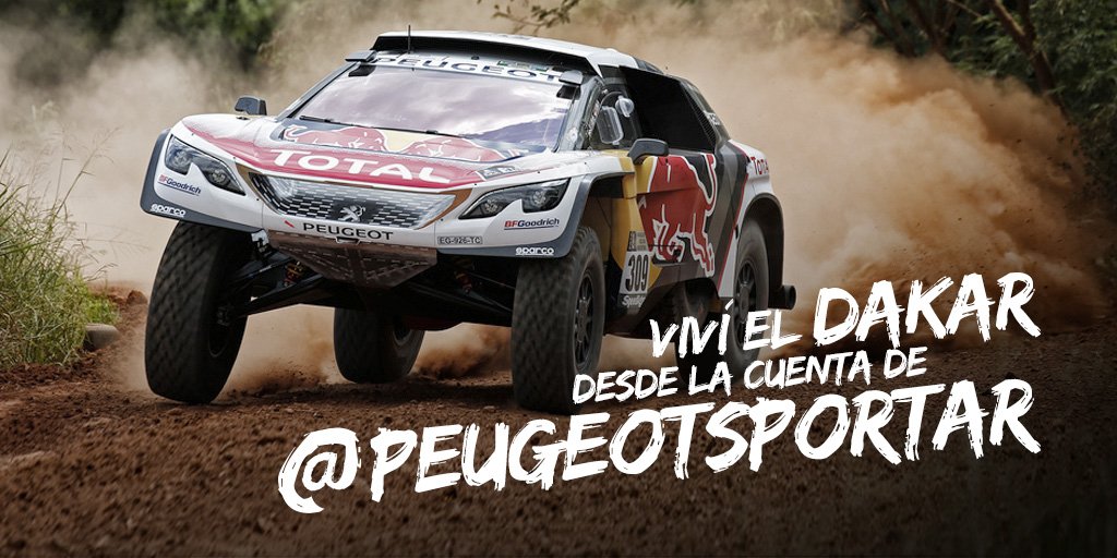 peugeotarg's tweet photo. ¡Seguí en vivo toda la competencia con info. exclusiva del #Peugeot3008DKR y los pilotos desde nuestra cuenta @PeugeotSportAr ! https://t.co/2qY3rMJApp