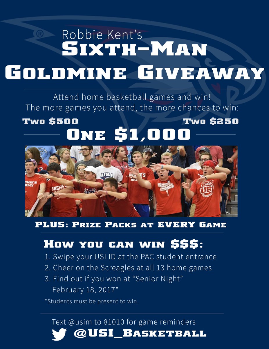 USIedu's tweet image. The @USI_Basketball men are in action tonight, and students can be part of a scholarship giveaway just by showing up!