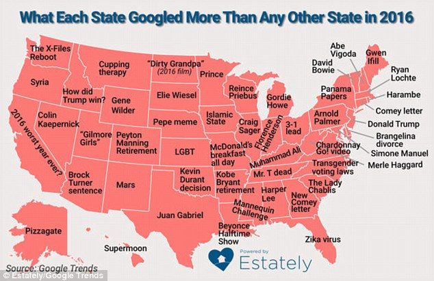 ClockInPortal's tweet photo. The surprising search trends from across the U.S. in 2016 #Google #2016 https://t.co/yIGq6op2ez https://t.co/u4LBfaUIuz