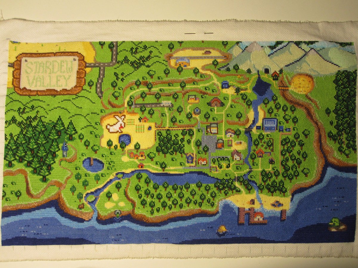 Bunia On Twitter The Day Has Come Stardew Valley Map Is Finished D Xstitch Crossstitch Stardewvalley
