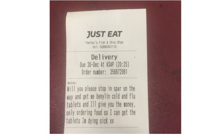 Sick customer's delivery order goes viral bit.ly/2iwh6EN https://t.co/wR1AZiOoOV