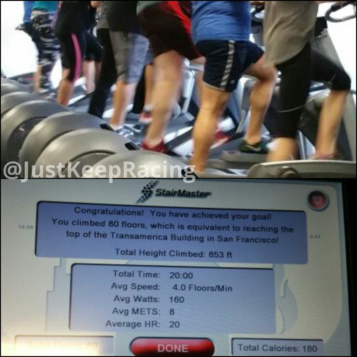 palindrome33's tweet photo. Gym full because #resolutions, so I used the scary stair machine for the first time! 😥 #FitnessGoals #sweatpink #IAmEmpowered #noexcuses https://t.co/uqwy6AxEE3