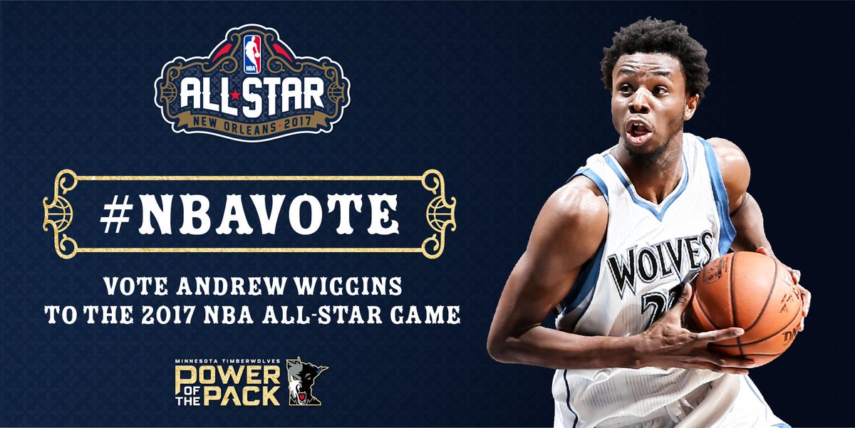 Timberwolves's tweet image. RT to #NBAVOTE Andrew Wiggins for the 2017 @NBAAllStar Game!