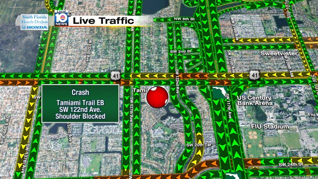 CRASH: Tamiami Trail EB & SW 122nd Ave. Shoulder is blocked. #TRAFFIC https://t.co/6b6CsU7zUp