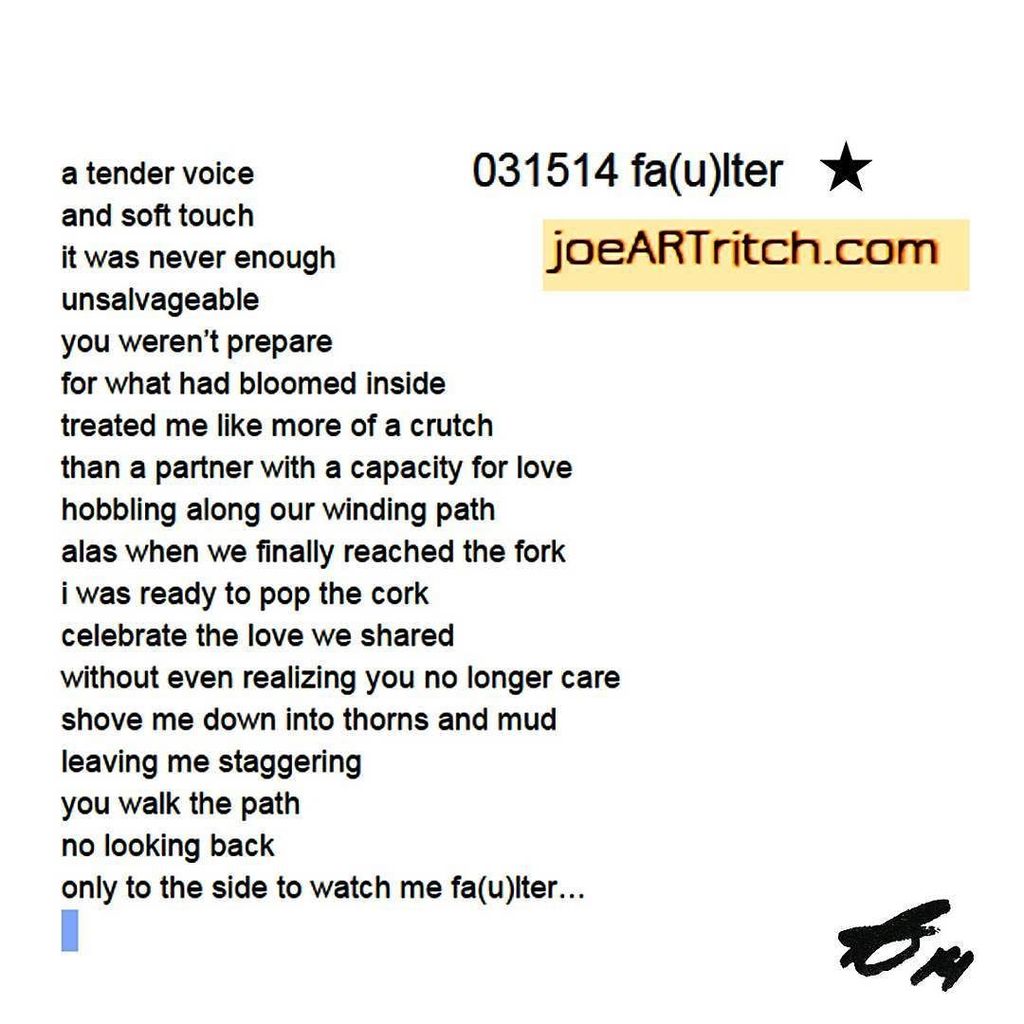 spectRELM's tweet photo. 03-15-14 fa(u)lter ๐ LINK in BIO to SUPPORT!
๐Double-tap and FOLLOW.
#joeARTritch #poetryโฆ https://t.co/ySA7ynQMUv https://t.co/4JPwBxK88I