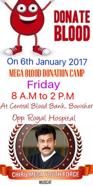 DizisSANDY's tweet photo. Blood Donation Camp in Dubai this 6th #KhaidhiNo150 #MegaStarChiranjeevi #CMYF https://t.co/9eyndvcjf1